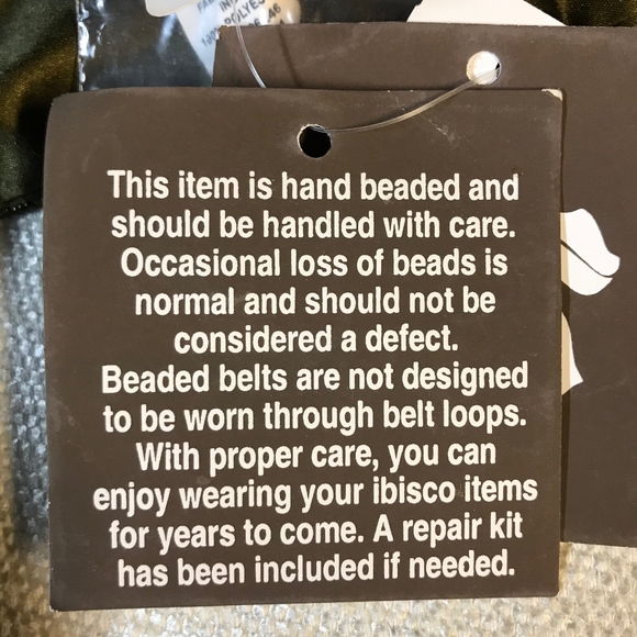 Ibisco Hand Beaded belt in Chocolate, NWT - Picture 7 of 7